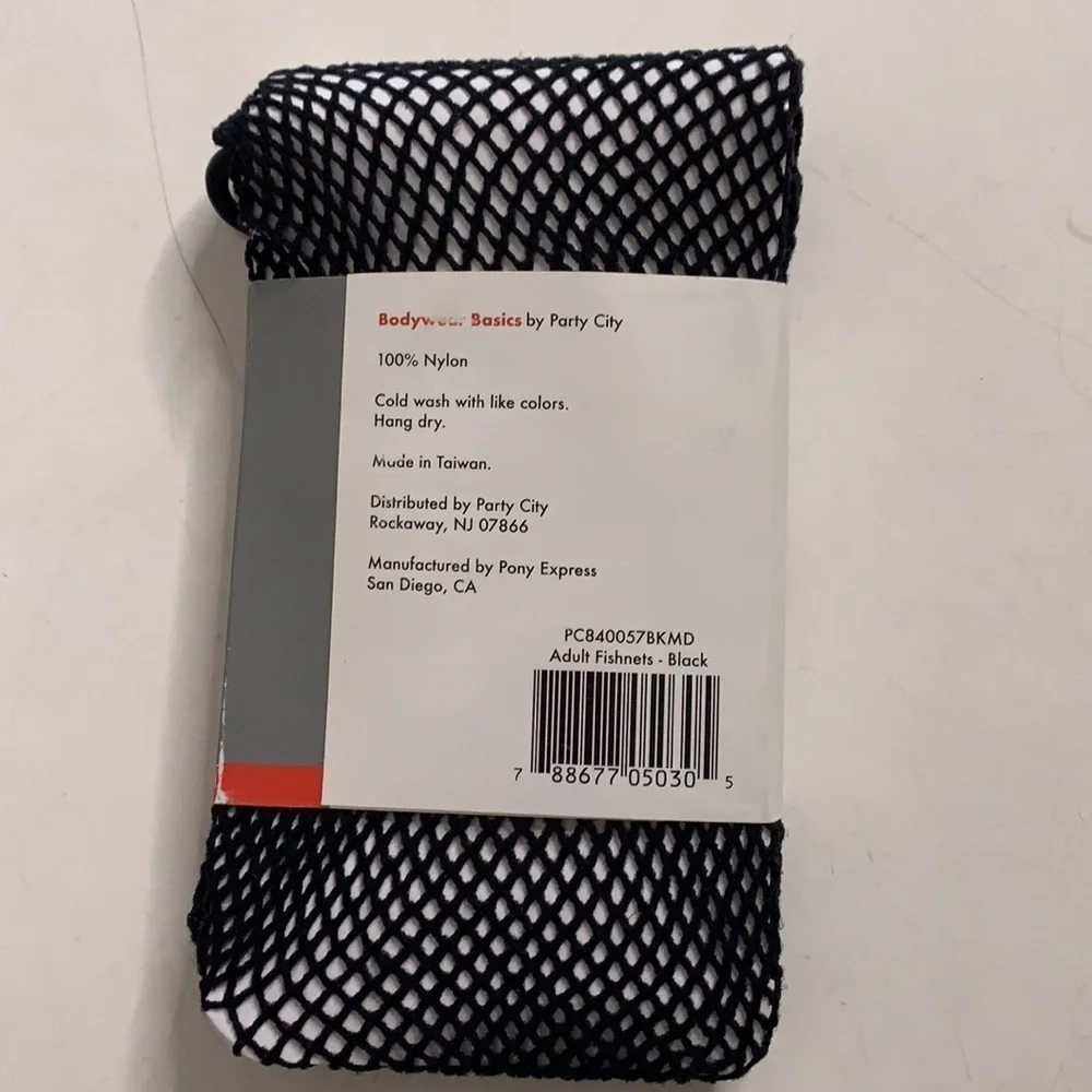New body wear basic black fishnet stockings party city adult medium nwt